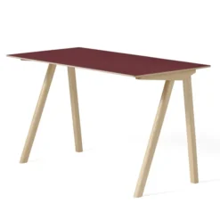 Biurko Cph90 Naturalny Dąb - Burgundowe Linoleum Hay