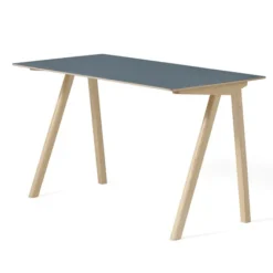 Biurko Cph90 Naturalny Dąb - Ciemnoniebieskie Linoleum Hay
