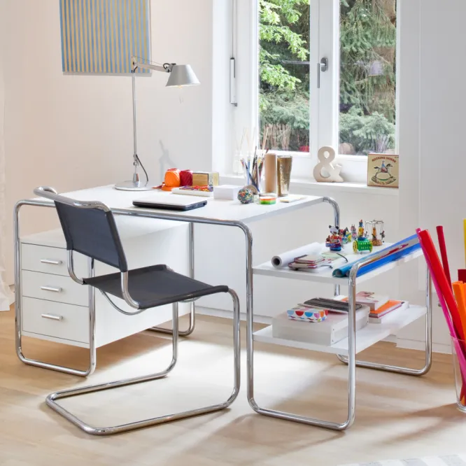 Biurko S 285/2 Z Szufladami Białe Thonet