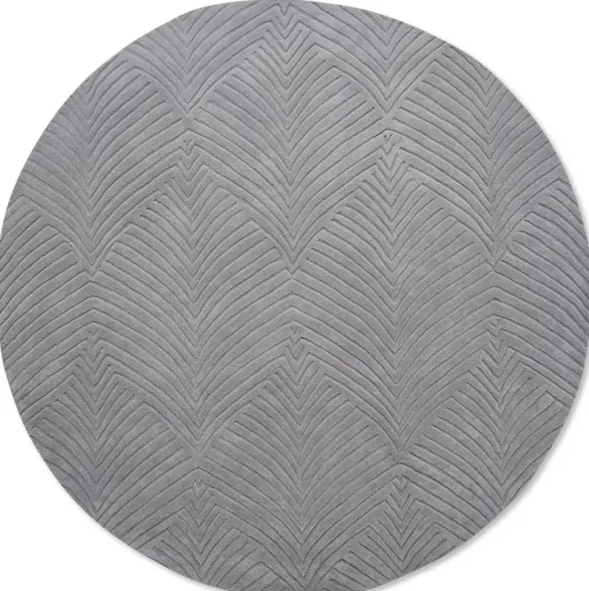 Dywan Geometryczny Folia Okrągły Szary Wedgwood