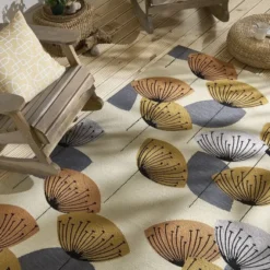 Dywan Zewnętrzny Dandelion Clocks Ochre Silver Sanderson