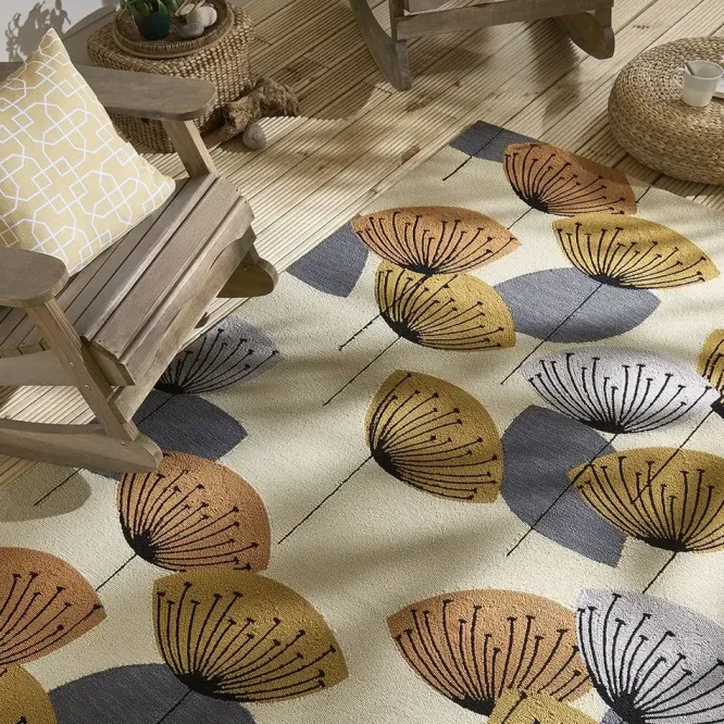 Dywan Zewnętrzny Dandelion Clocks Ochre Silver Sanderson