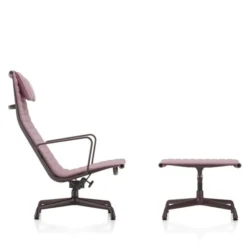 Fotel Aluminium Ea 124 Tkanina Cosy 2 Paler Rose - Podstawa Bordowa Vitra