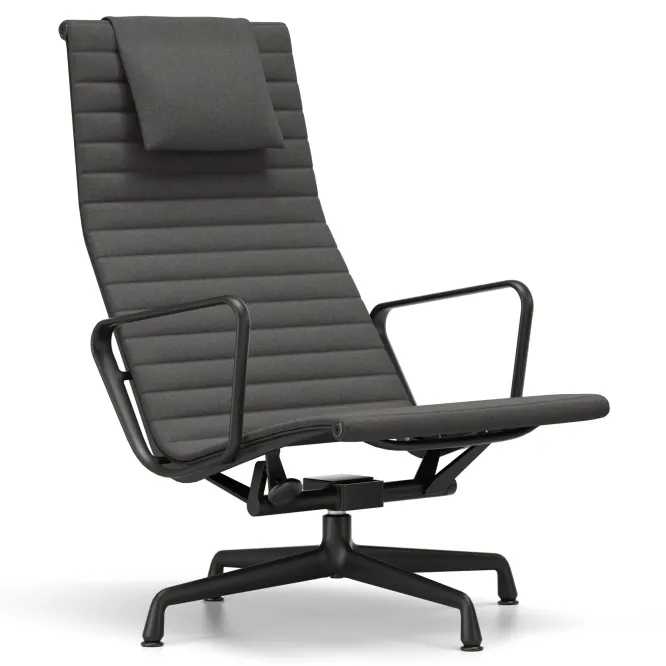 Fotel Aluminium Ea 124 Tkanina Cosy 2 Merino Black - Podstawa Czarna Vitra