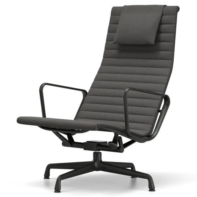 Fotel Aluminium Ea 124 Tkanina Cosy 2 Merino Black - Podstawa Czarna Vitra