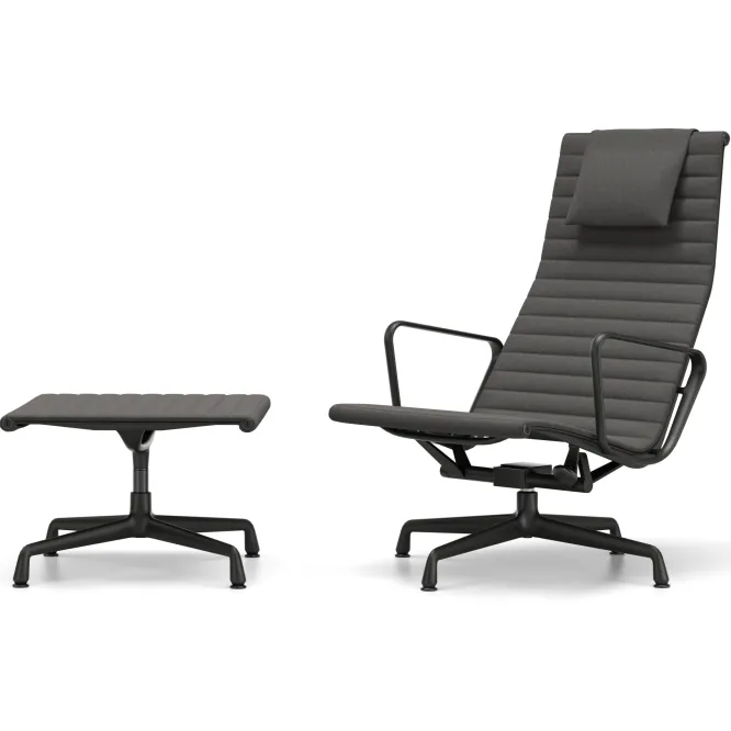 Fotel Aluminium Ea 124 Tkanina Cosy 2 Merino Black - Podstawa Czarna Vitra