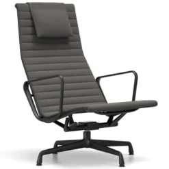 Fotel Aluminium Ea 124 Tkanina Hopsak Dark Gray - Podstawa Czarna Vitra
