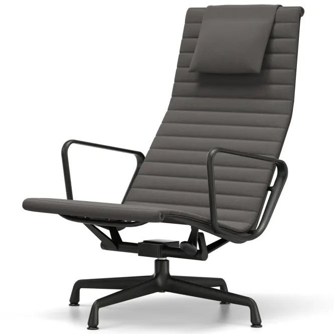 Fotel Aluminium Ea 124 Tkanina Hopsak Dark Gray - Podstawa Czarna Vitra