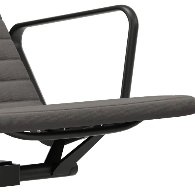 Fotel Aluminium Ea 124 Tkanina Hopsak Dark Gray - Podstawa Czarna Vitra
