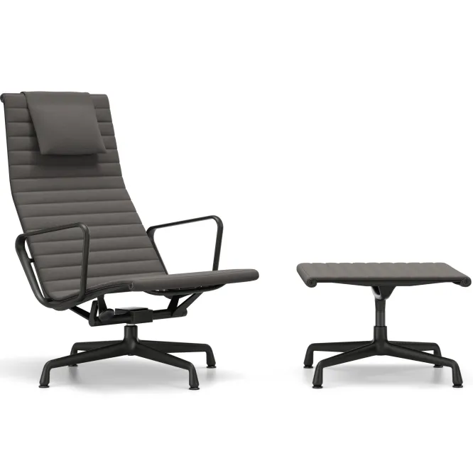 Fotel Aluminium Ea 124 Tkanina Hopsak Dark Gray - Podstawa Czarna Vitra