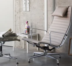 Fotel Aluminium Ea 124 Tkanina Hopsak Nero - Podstawa Czarna Vitra