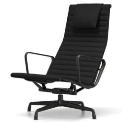 Fotel Aluminium Ea 124 Tkanina Hopsak Nero - Podstawa Czarna Vitra