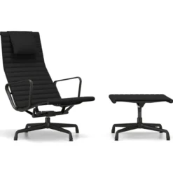Fotel Aluminium Ea 124 Tkanina Hopsak Nero - Podstawa Czarna Vitra