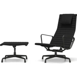Fotel Aluminium Ea 124 Tkanina Hopsak Nero - Podstawa Czarna Vitra