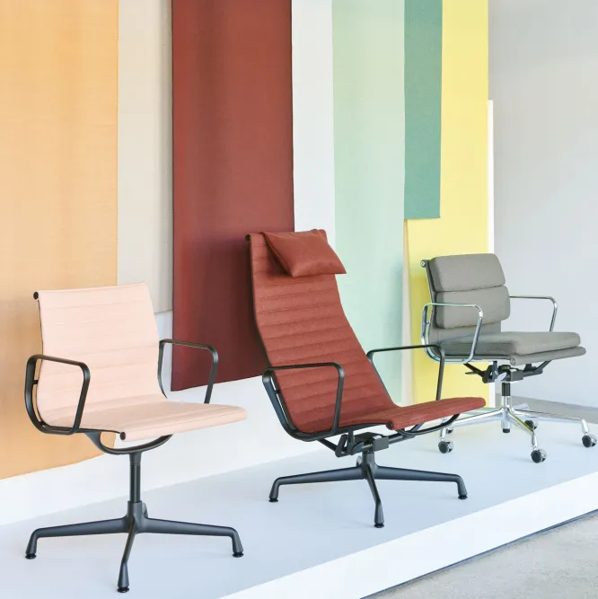 Fotel Aluminium Ea 124 Tkanina Hopsak Mint Ivory - Podstawa Czarna Vitra
