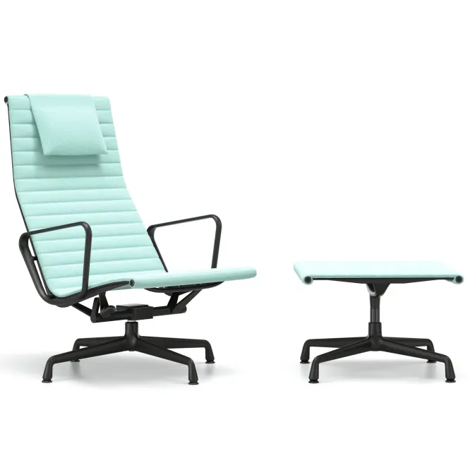 Fotel Aluminium Ea 124 Tkanina Hopsak Mint Ivory - Podstawa Czarna Vitra
