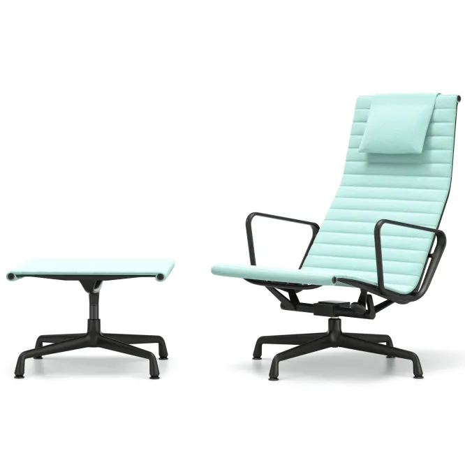 Fotel Aluminium Ea 124 Tkanina Hopsak Mint Ivory - Podstawa Czarna Vitra