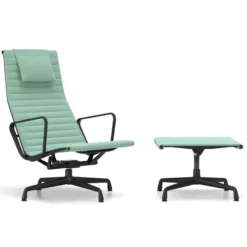 Fotel Aluminium Ea 124 Tkanina Track Mint-Cream - Podstawa Czarna Vitra