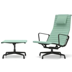 Fotel Aluminium Ea 124 Tkanina Track Mint-Cream - Podstawa Czarna Vitra