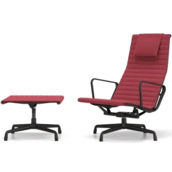 Fotel Aluminium Ea 124 Tkanina Track Dark Magenta - Podstawa Czarna Vitra