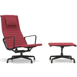 Fotel Aluminium Ea 124 Tkanina Track Dark Magenta - Podstawa Czarna Vitra