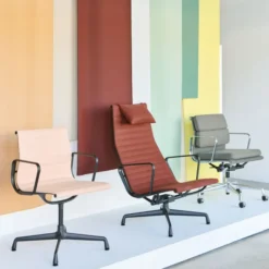 Fotel Aluminium Ea 124 Tkanina Track Mid Grey - Podstawa Czarna Vitra