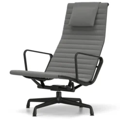 Fotel Aluminium Ea 124 Tkanina Track Mid Grey - Podstawa Czarna Vitra