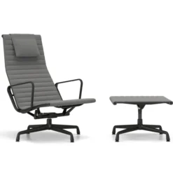Fotel Aluminium Ea 124 Tkanina Track Mid Grey - Podstawa Czarna Vitra