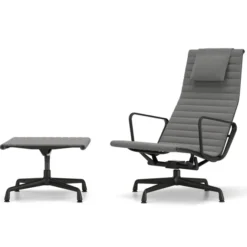 Fotel Aluminium Ea 124 Tkanina Track Mid Grey - Podstawa Czarna Vitra