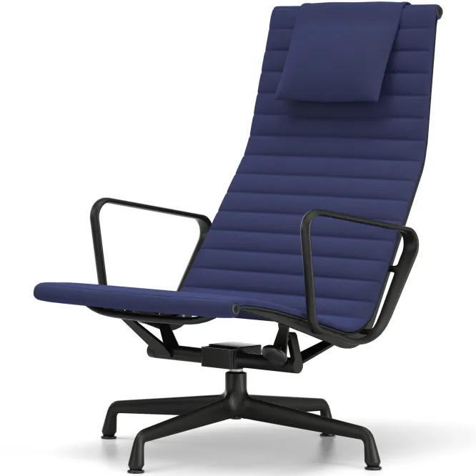 Fotel Aluminium Ea 124 Tkanina Track Royal Blue-Nero - Podstawa Czarna Vitra