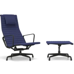 Fotel Aluminium Ea 124 Tkanina Track Royal Blue-Nero - Podstawa Czarna Vitra