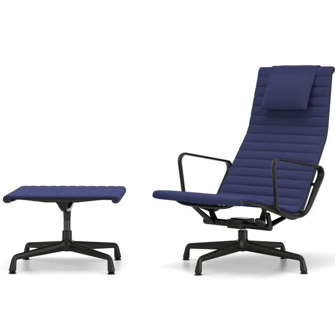 Fotel Aluminium Ea 124 Tkanina Track Royal Blue-Nero - Podstawa Czarna Vitra