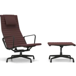 Fotel Aluminium Ea 124 Tkanina Track Dark Red - Podstawa Czarna Vitra