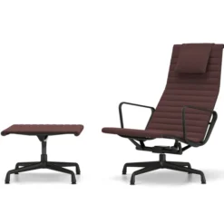 Fotel Aluminium Ea 124 Tkanina Track Dark Red - Podstawa Czarna Vitra