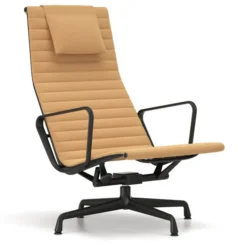 Fotel Aluminium Ea 124 Tkanina Track Cognac-Mustard - Podstawa Czarna Vitra