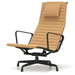 Fotel Aluminium Ea 124 Tkanina Track Cognac-Mustard - Podstawa Czarna Vitra