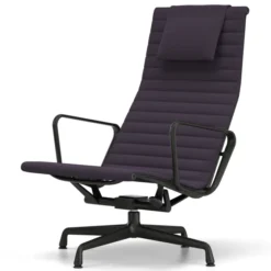 Fotel Aluminium Ea 124 Tkanina Track Chestnut-Ink Blue - Podstawa Czarna Vitra