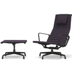 Fotel Aluminium Ea 124 Tkanina Track Chestnut-Ink Blue - Podstawa Czarna Vitra