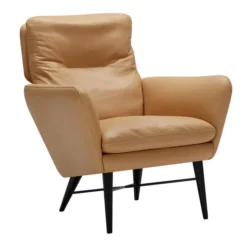 Fotel Amy Z Drewnianymi Nogami Aniline Latte Sits