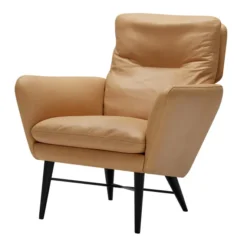 Fotel Amy Z Drewnianymi Nogami Aniline Latte Sits