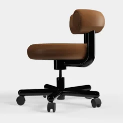 Fotel Biurowy Fat Brązowa Skóra Tom Dixon