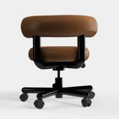 Fotel Biurowy Fat Brązowa Skóra Tom Dixon