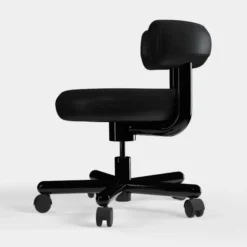 Fotel Biurowy Fat Czarna Skóra Tom Dixon