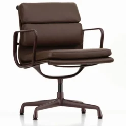 Fotel Biurowy Soft Pad Ea 231 Skóra Naturalna Marron - Podstawa Bordowa Vitra