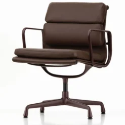 Fotel Biurowy Soft Pad Ea 231 Skóra Naturalna Marron - Podstawa Bordowa Vitra