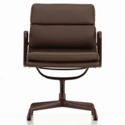 Fotel Biurowy Soft Pad Ea 231 Skóra Naturalna Marron - Podstawa Bordowa Vitra