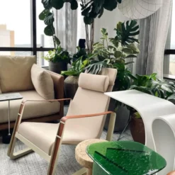 Fotel Cite Naturalna Skóra Zielona - Szara Podstawa Vitra