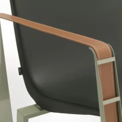 Fotel Cite Naturalna Skóra Zielona - Szara Podstawa Vitra