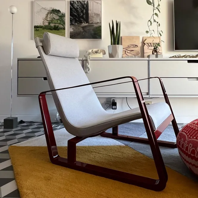 Fotel Cite Tkanina Szara - Niebieska Podstawa Vitra