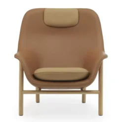 Fotel Drape Wysoki Ultra Leather Dąb Normann Copenhagen